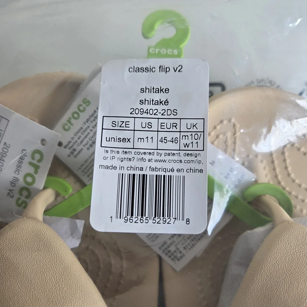 Crocs Classic Flip Flops V2 Sandals Beige Shitake Men's 11/‎ Women's 13 New
